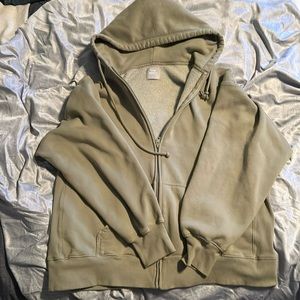 Green over sized TNA zip up sweater